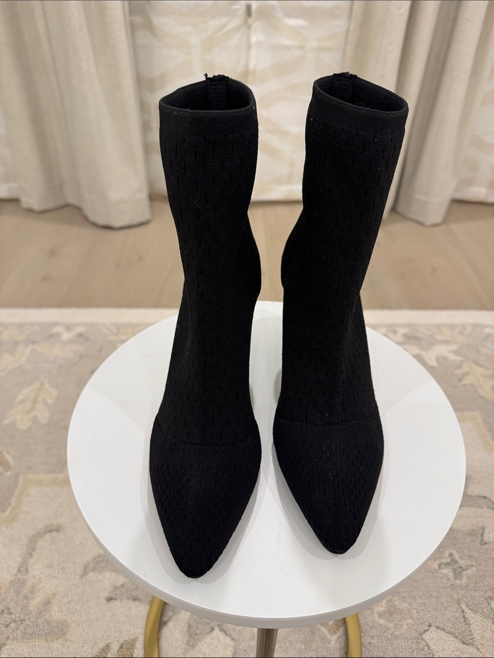 Charles By Charles David Black Stretch Knit Pointed Sock Boots